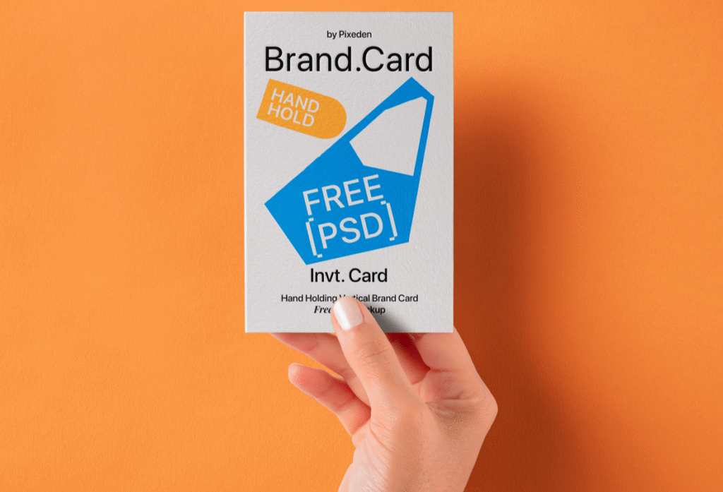 Holding Vertical Brand Card Mockup (Free PSD)