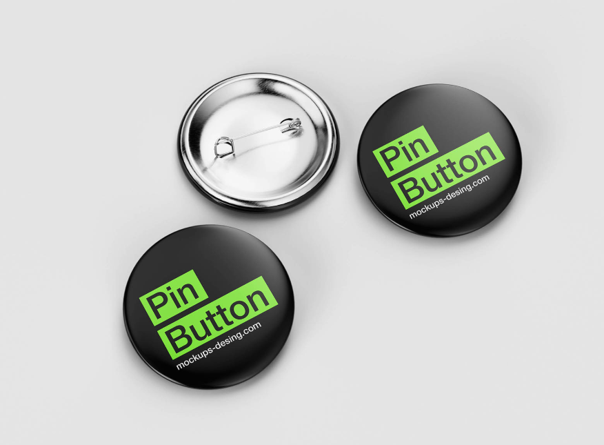 Pin Button Mockup Set (Free 5 PSDs)