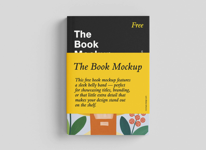 Showcase Your Designs with Our Free Hardcover Book Mockup with Belly Band