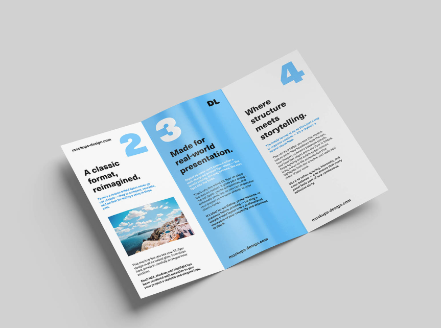 DL Trifold Flyer Presentation Mockup
