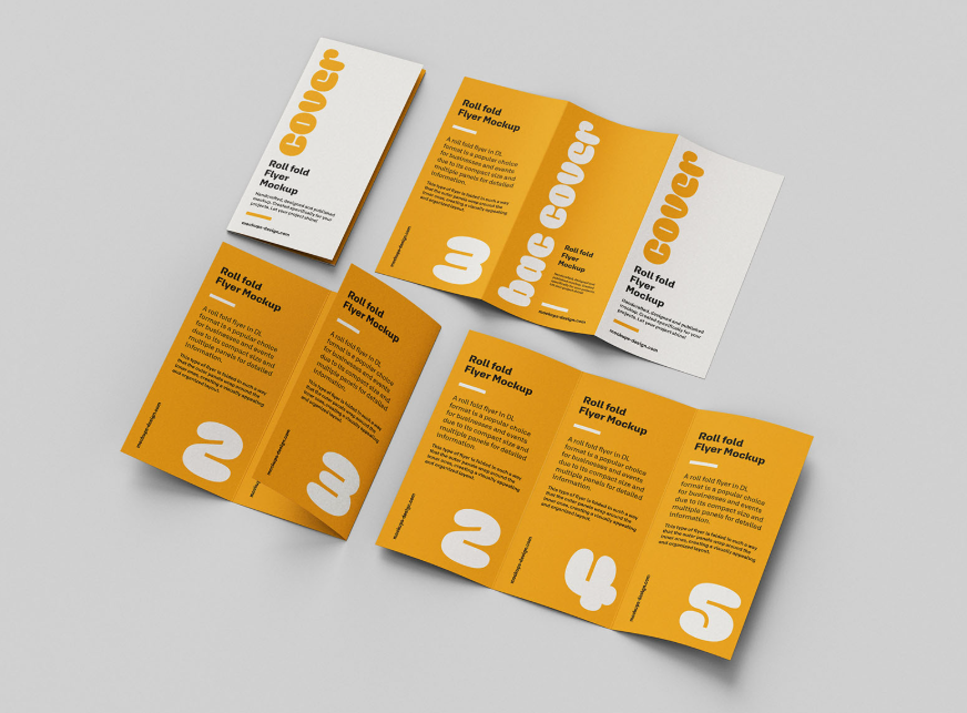 Flyer Mockup Folded Inward PSD