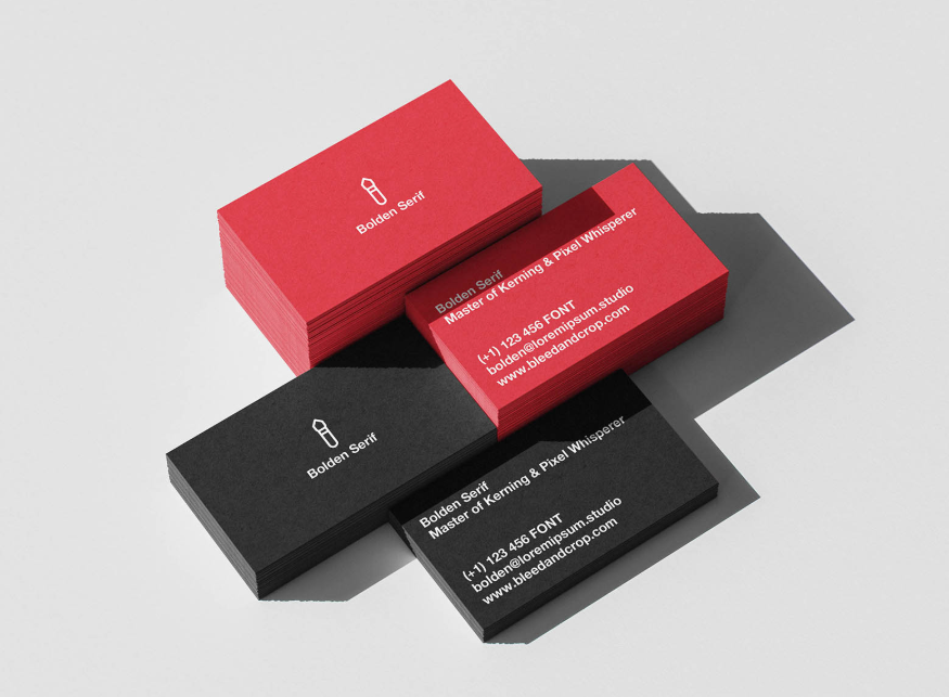 Free Business Card Mockup (Red & Black Stacked Design 4 PSD Files)