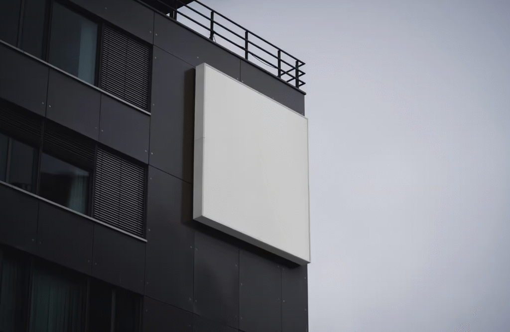 Free Sign on Building Mockup  Realistic Branding Presentation