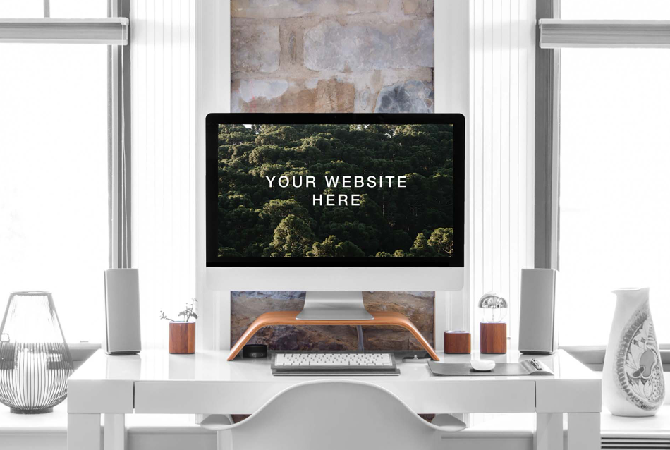 Free iMac 27 Mockup (Realistic High Resolution PSD Template)