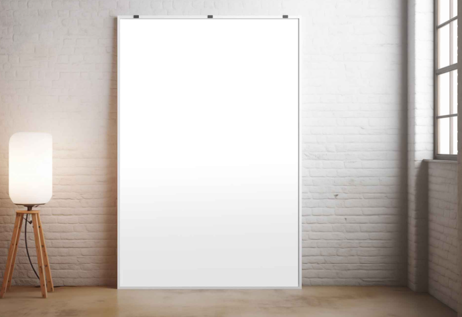 Large Poster Mockup Realistic Indoor Scene for Artistic and Promotional Designs