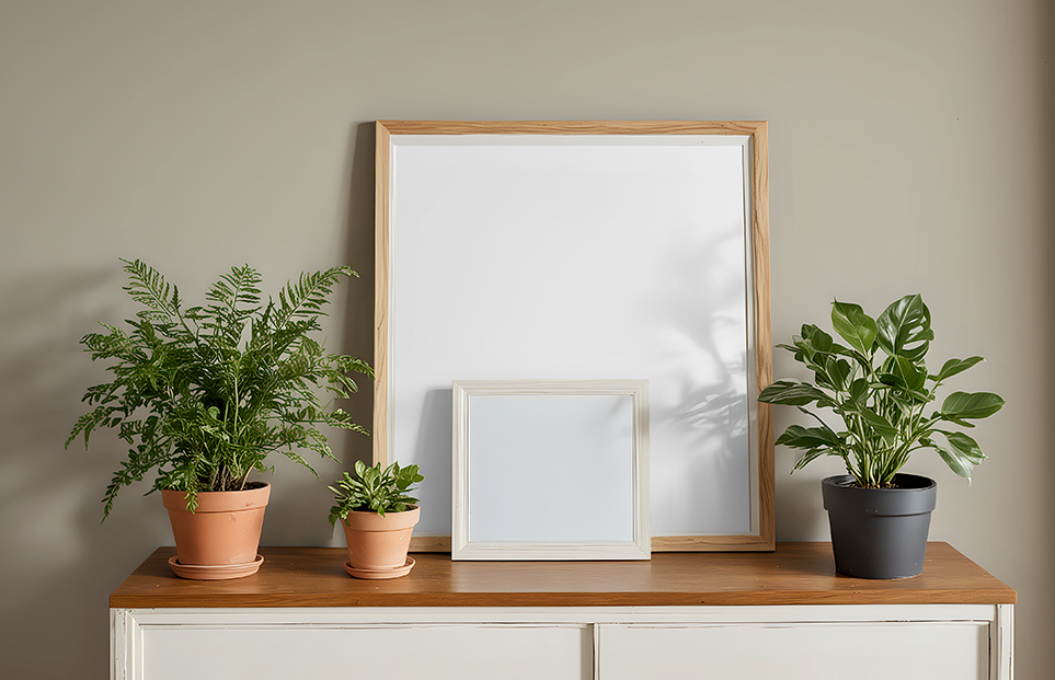 Mockup of Two Wooden Photo Frames 