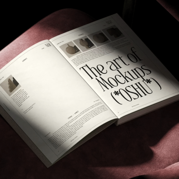 Open Book Mockup on Velvet Chair 