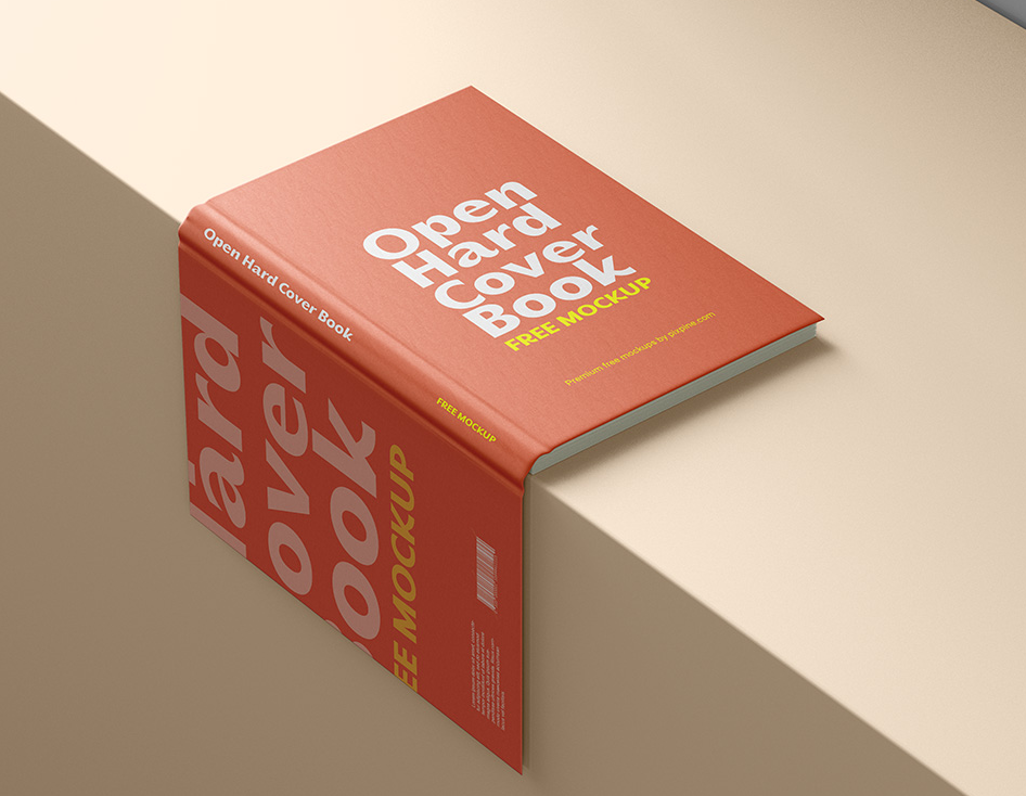 Open Hardcover Book PSD Mockup