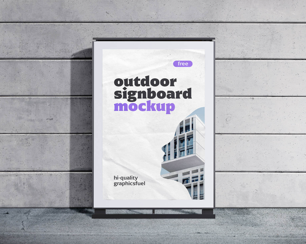 Outdoor Signboard Mockup Realistic PSD Template