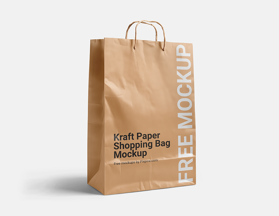 PSD Large Kraft Paper Shopping Bag Mockup