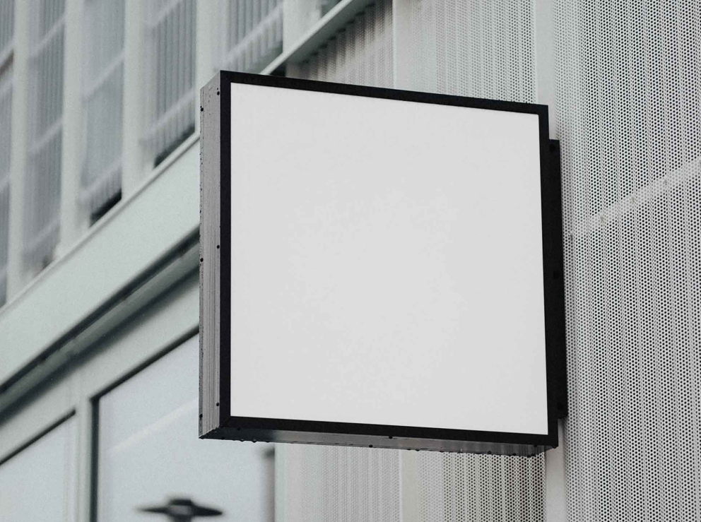 Square Sign Mockup Realistic PSD Template for Branding and Outdoor Signage Design