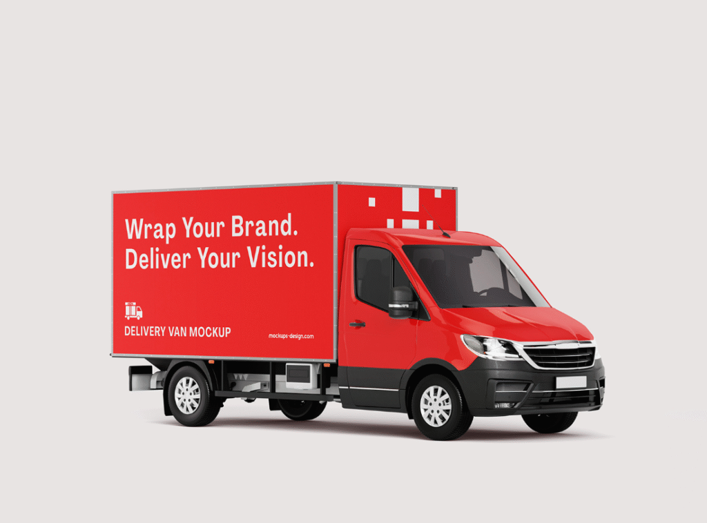 Your Brand on the Move with This Professional Delivery Van Mockup
