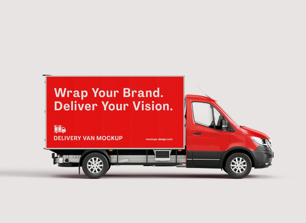 Your Brand on the Move with This Professional Delivery Van Mockup