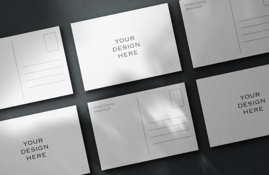 A6 Postcard Mockup Top View Tile Layout