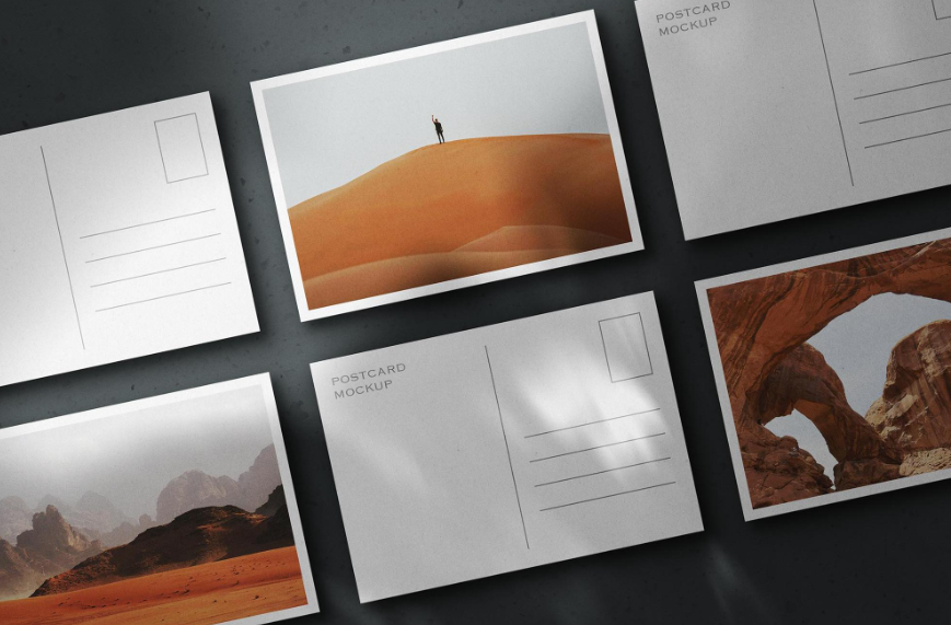 A6 Postcard Mockup Top View Tile Layout