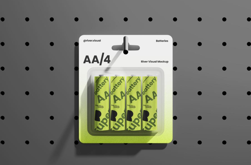 AA Battery Mockup Fully Editable PSD