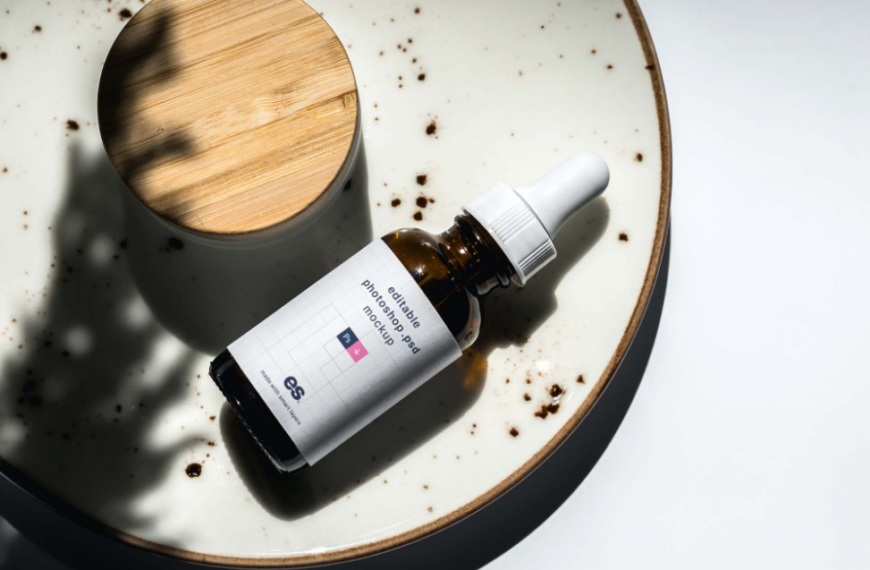 Amber Glass Dropper Mockup