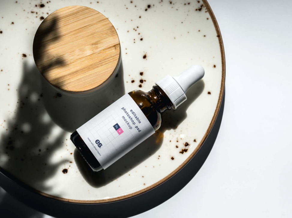 Amber Glass Dropper Mockup