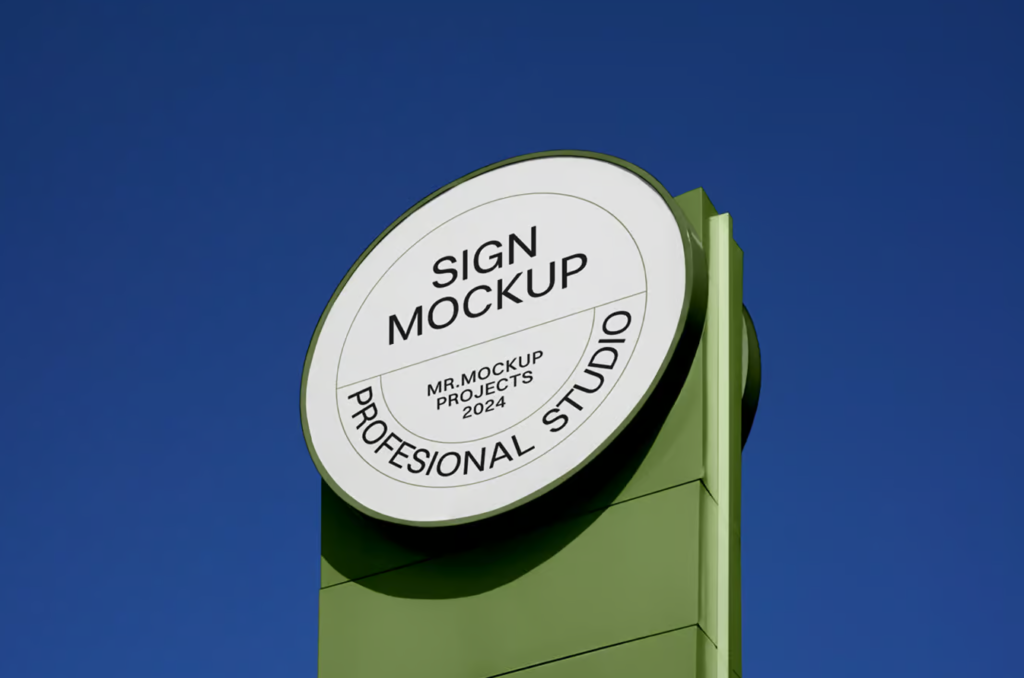 Circle Restaurant Sign Mockup