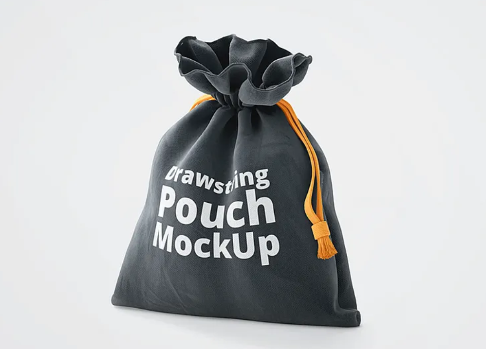 Fully Customizable 3D Drawstring Pouch Mockup for Professional Design Presentation