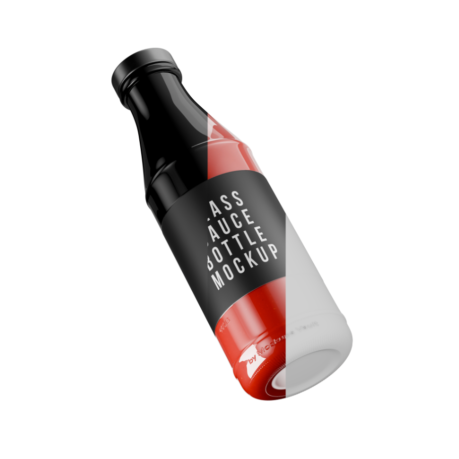 Glass Sauce Bottle Mockup