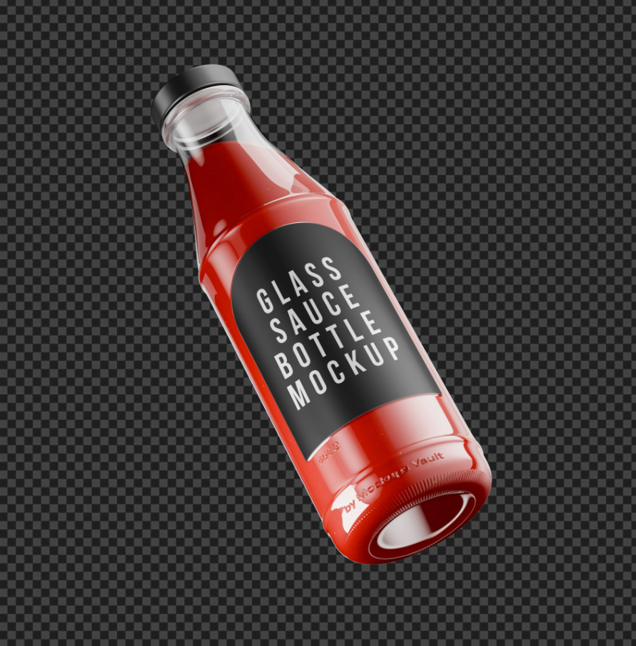 Glass Sauce Bottle Mockup
