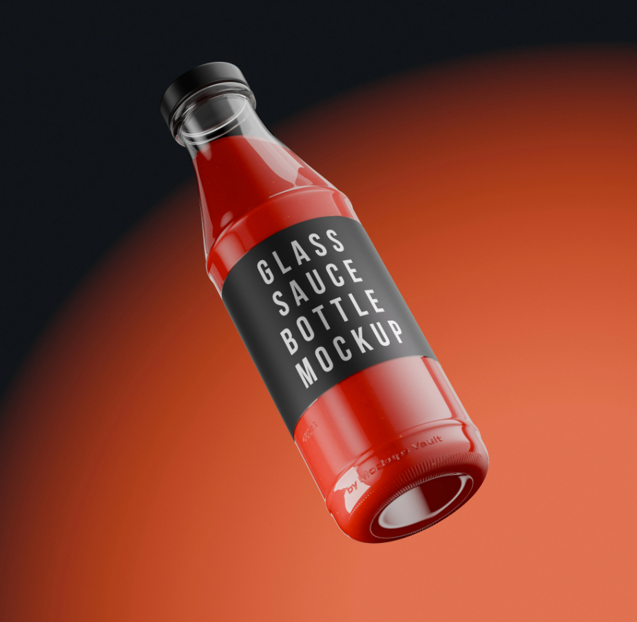 Glass Sauce Bottle Mockup