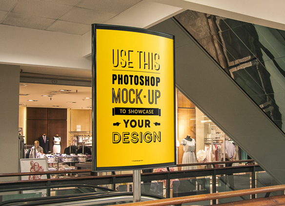Indoor Advertising Poster Mock Up for Realistic Shopping Area Displays