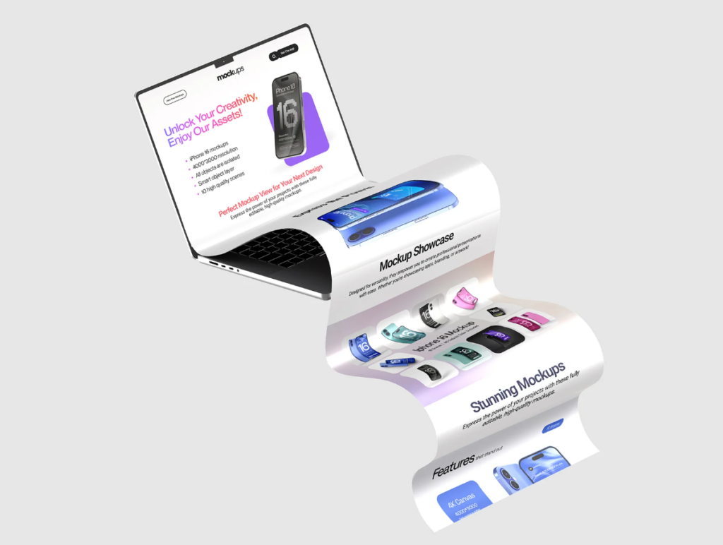 Long Scroll MacBook Extended Screen Mockup