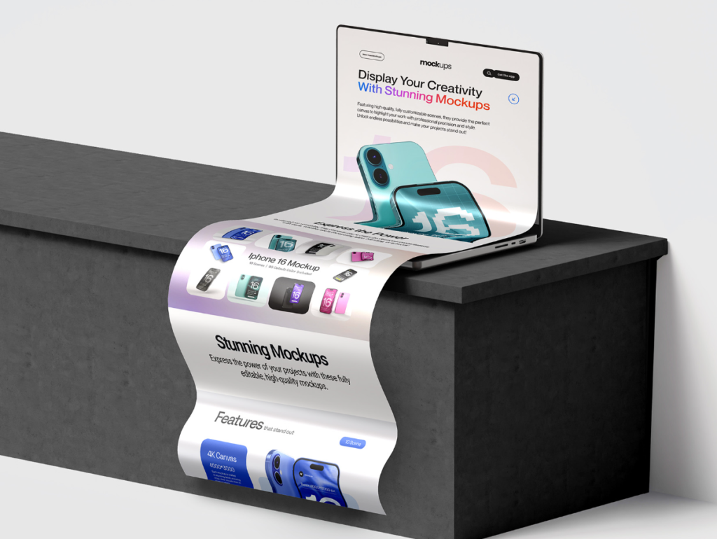 Long Scroll MacBook Extended Screen Mockup