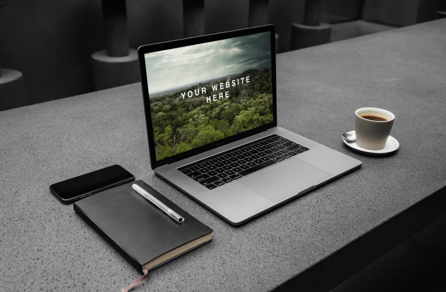 MacBook Pro Workspace PSD Mockup