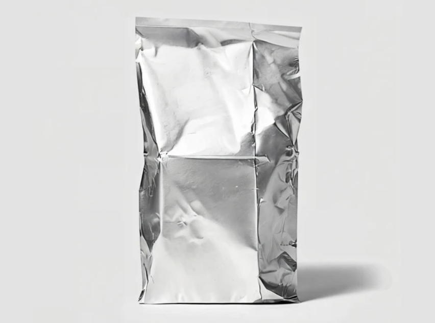 Metallic Package Mockup with Realistic Crumpled Texture