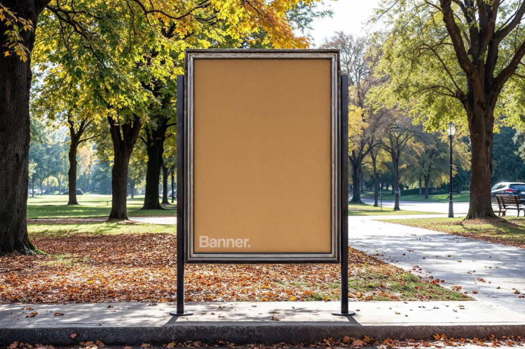 Outdoor Metal Frame Mockup Realistic PSD for Posters & Signage
