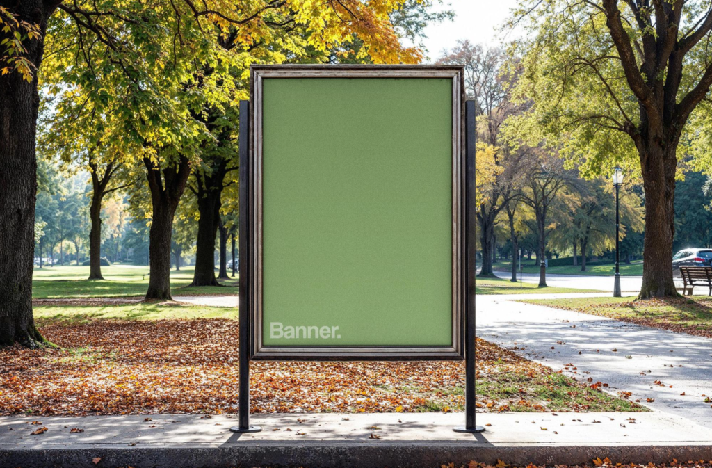 Outdoor Metal Frame Mockup Realistic PSD for Posters & Signage