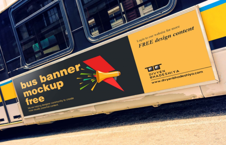 Realistic Bus Banner Mockup for Transit Advertising