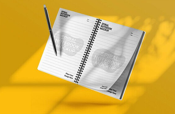 Realistic Spiral Book Cover Mockup