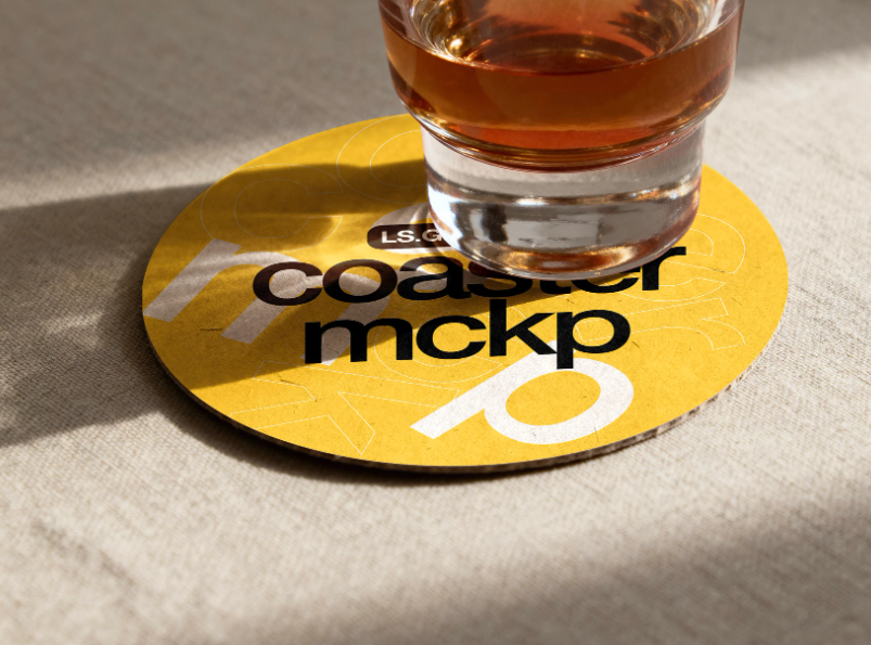 Round Coaster Mockup for Branding and Beverage Design