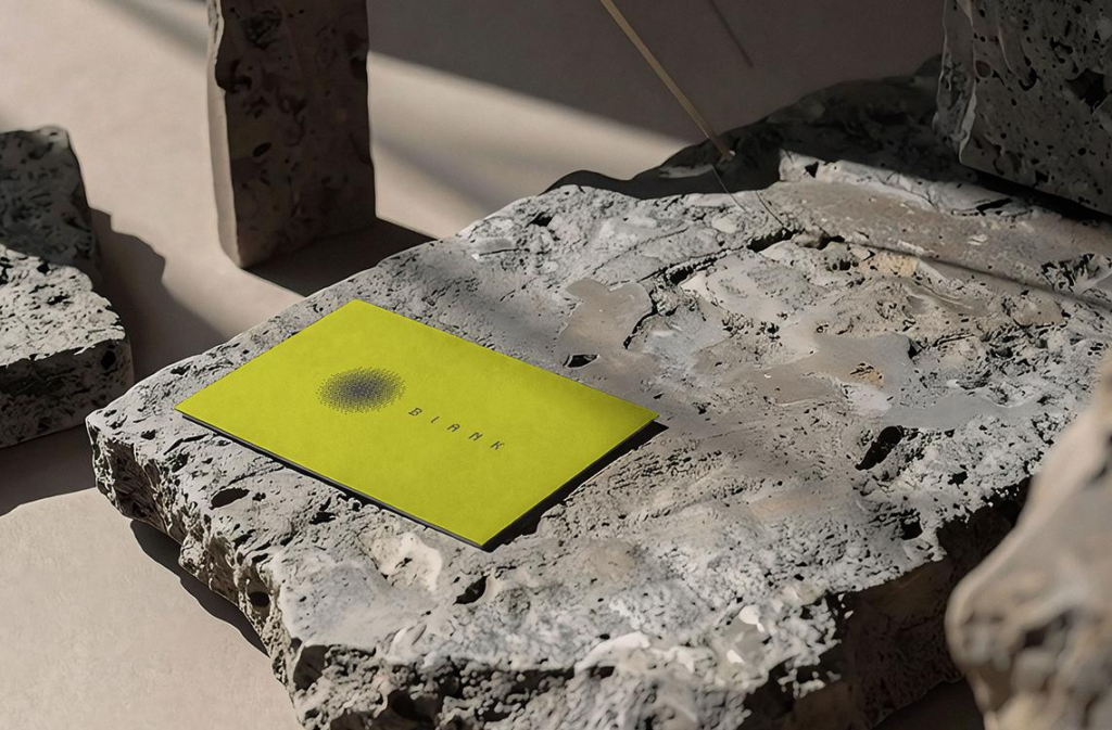 Single Card on Textured Stone Slab Mockup