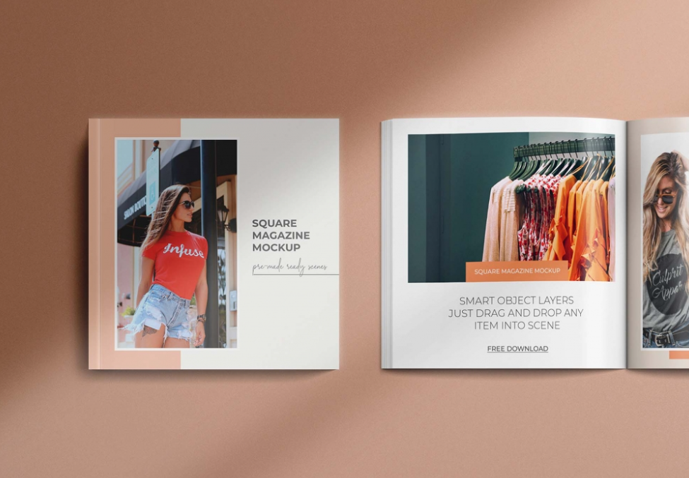 Square Magazine Mockup Set