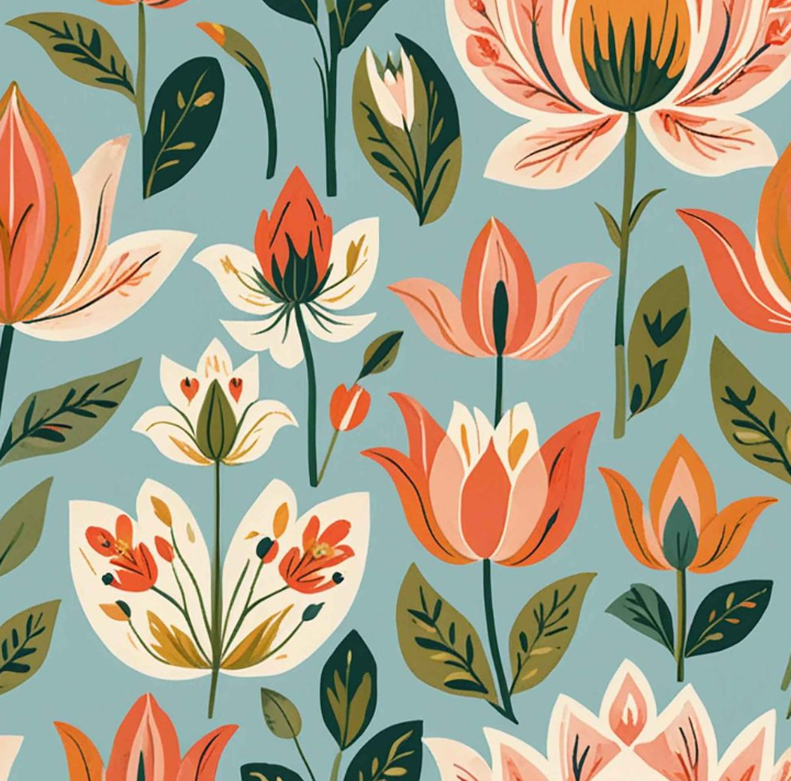 Sunny Pop Hand Painted Seamless Floral Pattern for Creative Designs