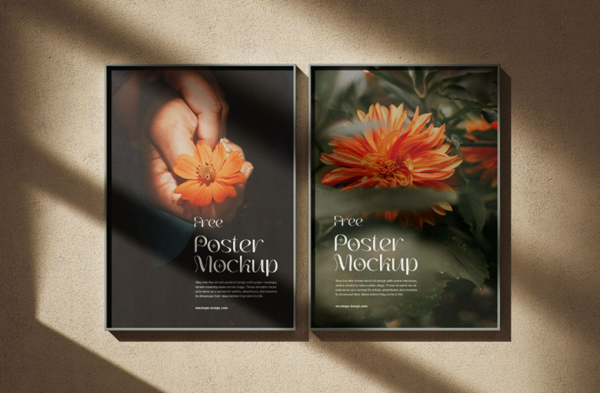 Thin Poster Frames Wall Mockup