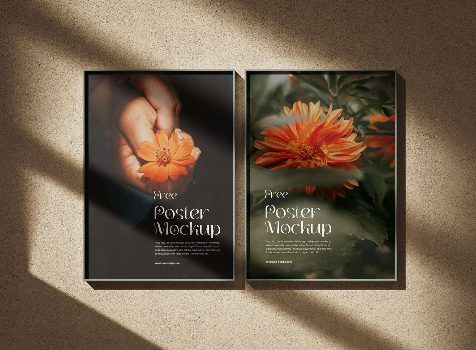 Thin Poster Frames Wall Mockup