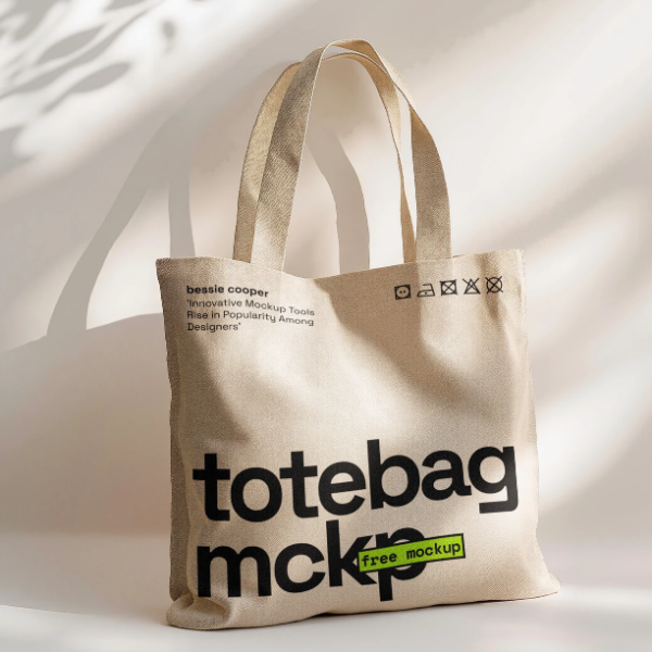 Tote Bag Mockup with Shadow Overlay