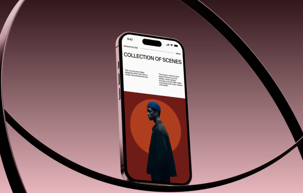 iPhone Mockup with Polished Metallic Frame