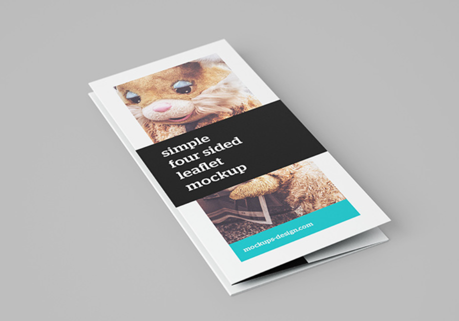 4 Panel Leaflet Mockup PSD Multi Angle