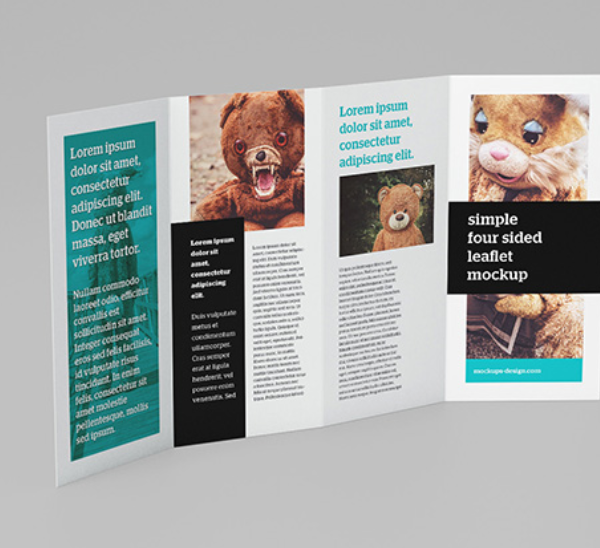 4 Panel Leaflet Mockup PSD Multi Angle
