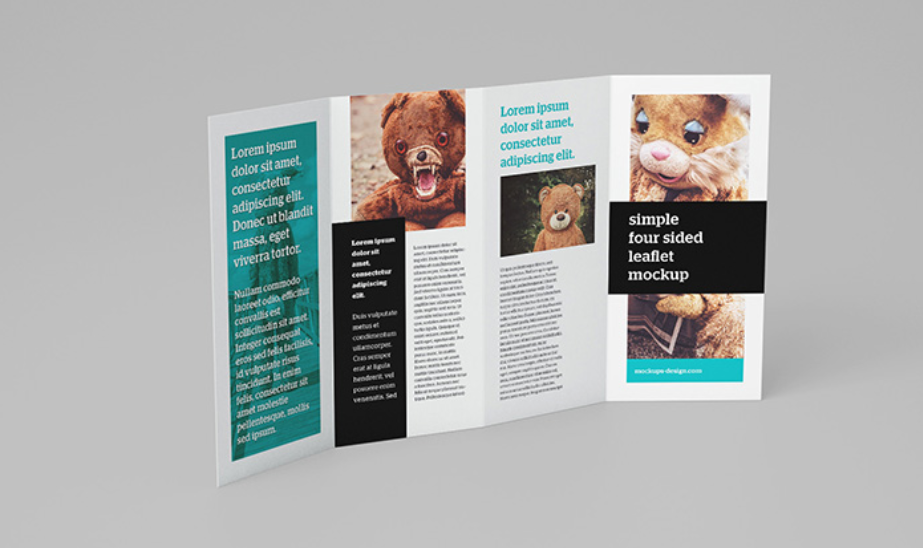 4 Panel Leaflet Mockup PSD Multi Angle