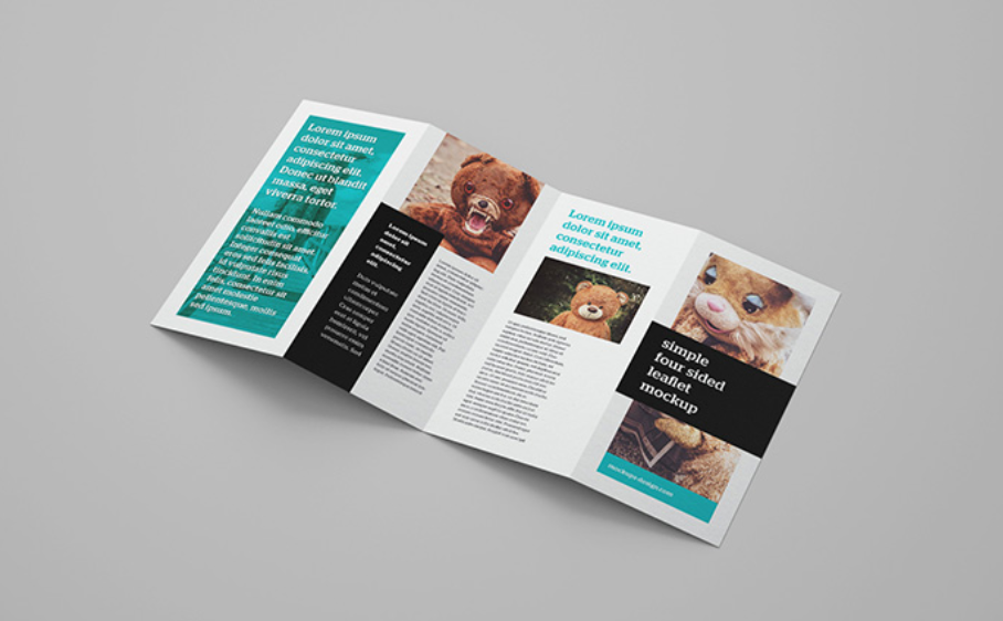 4 Panel Leaflet Mockup PSD Multi Angle