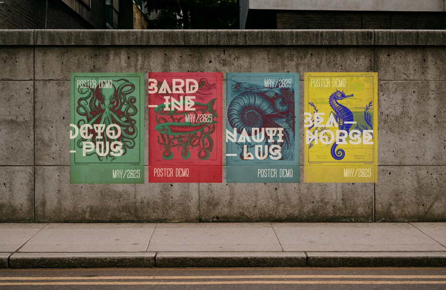 4 Poster Mockup Fully Editable PSD