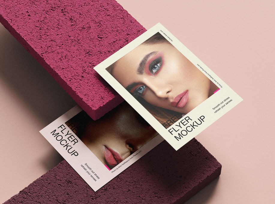 A4 Flyer on Stone Tile Mockup